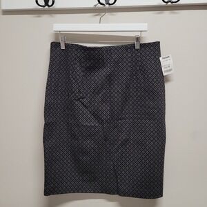 Premise Studio Womens Black Grey Geometric Pencil Skirt Elastic Waist Size L NWT